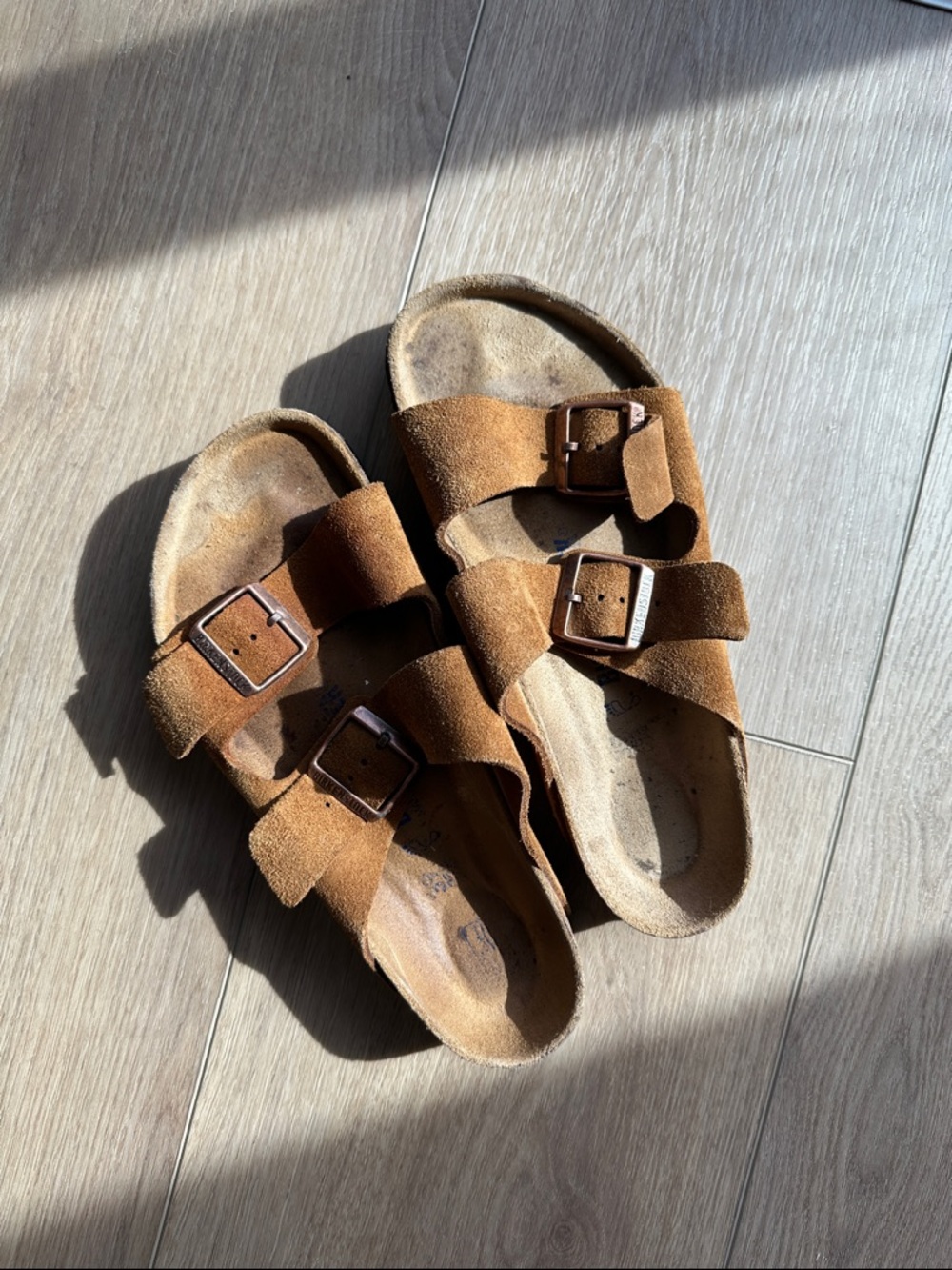 Women’s Birkenstock Suede Double-Buckle Sandals in Brown